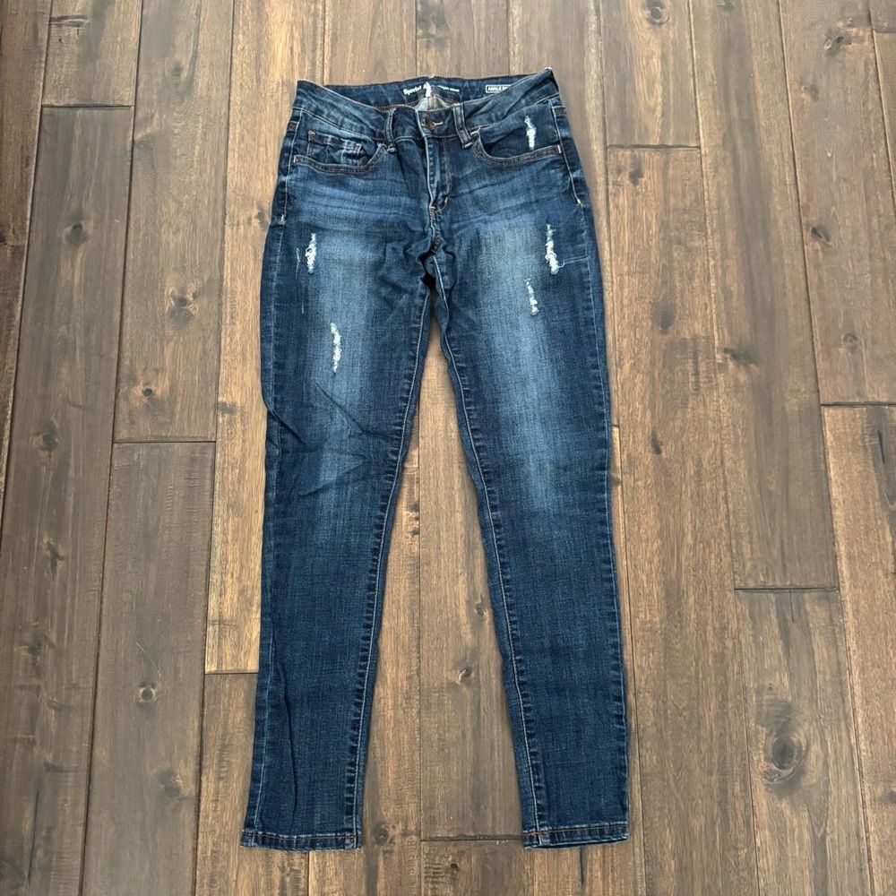 Special A Jeans Dark Wash Distressed Ankle Skinny Jr. 5